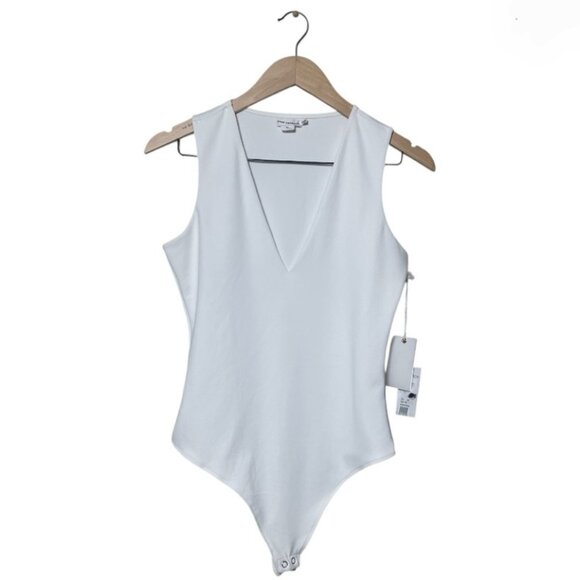 Good American Tops - Good American sleeveless v neck scuba knit thong bodysuit